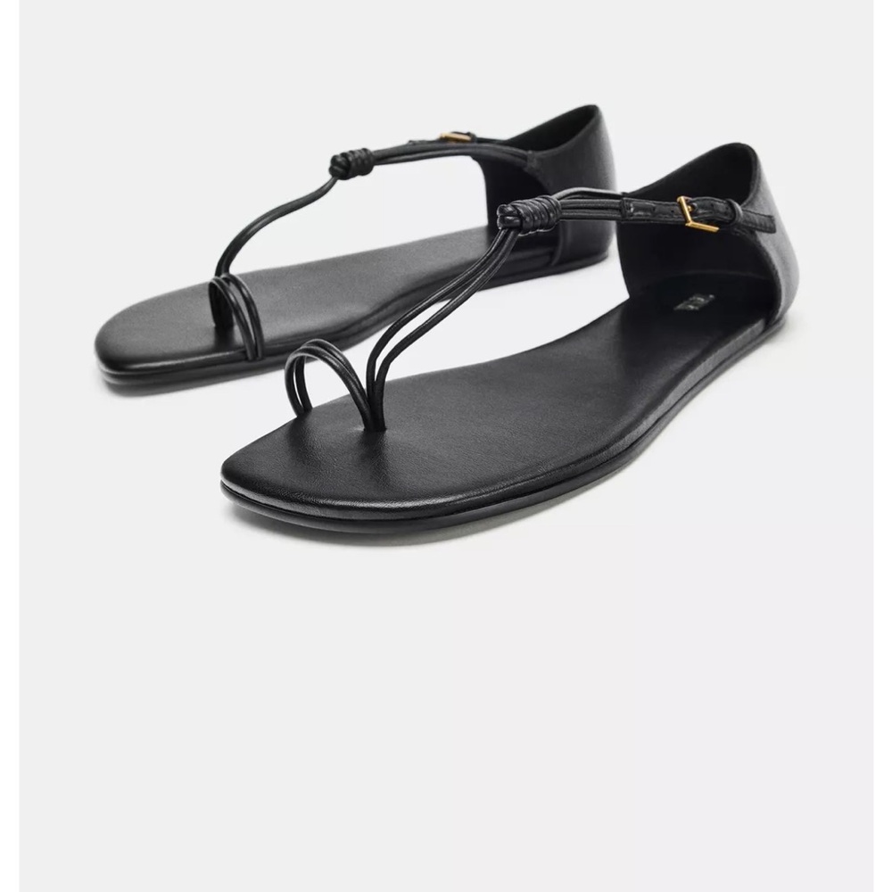 Zara Women's Black Strappy Toe-Ring Sandals